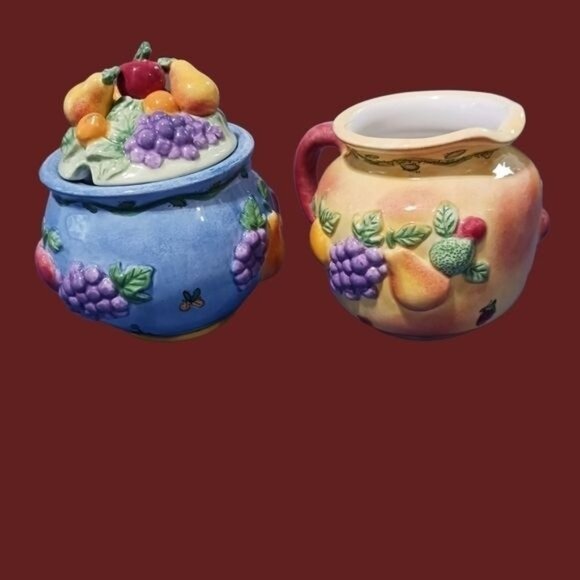 Sango sangria set of 7 pcs butter dish salt& pepper creamer& sugar lid - Picture 8 of 12